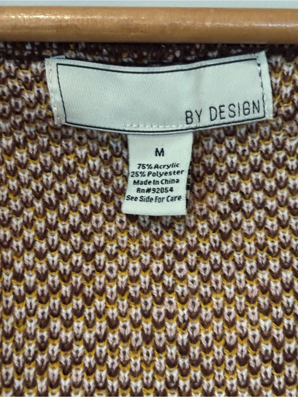 Patterned Hooded Open-Front Sweater Cardigan | By Design | Size M - Picture 3 of 8